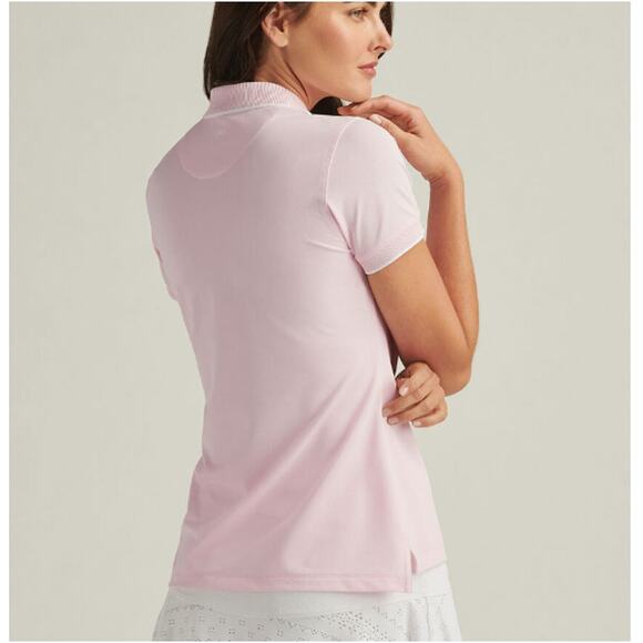 Peter Millar Women's Pink Whitworth Sport Mesh Short-Sleeve Polo Tee Size M - Picture 2 of 9